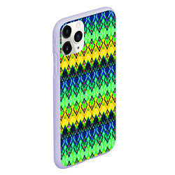 Чехол iPhone 11 Pro матовый Разноцветный желто-синий геометрический орнамент, цвет: 3D-светло-сиреневый — фото 2