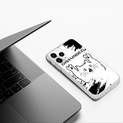 Чехол iPhone 11 Pro матовый Disturbed рок кот на светлом фоне, цвет: 3D-белый — фото 2