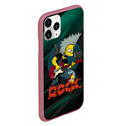 Чехол iPhone 11 Pro матовый Rock music Simpsons, цвет: 3D-малиновый — фото 2