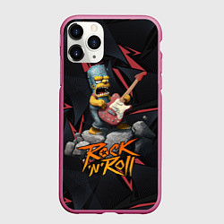 Чехол iPhone 11 Pro матовый Rocknroll simpsons, цвет: 3D-малиновый
