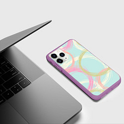 Чехол iPhone 11 Pro матовый Текстура из светлых колец, цвет: 3D-фиолетовый — фото 2