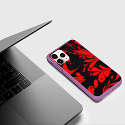 Чехол iPhone 11 Pro матовый Красно-черный узор, цвет: 3D-фиолетовый — фото 2