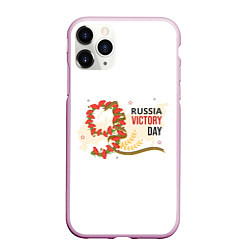 Чехол iPhone 11 Pro матовый 9 мая - russia victory day, цвет: 3D-розовый