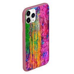 Чехол iPhone 11 Pro матовый Грубые разноцветные мазки краски, цвет: 3D-малиновый — фото 2