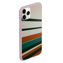 Чехол iPhone 11 Pro матовый Абстрактные зелёные и оранжевые линии, цвет: 3D-розовый — фото 2
