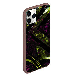 Чехол iPhone 11 Pro матовый Темные фиолетовые и зеленые вставки, цвет: 3D-коричневый — фото 2