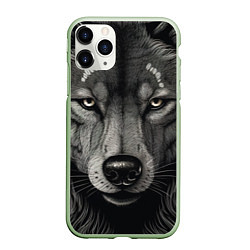 Чехол iPhone 11 Pro матовый Волк в стиле тату