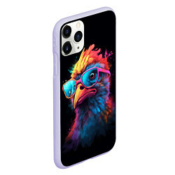 Чехол iPhone 11 Pro матовый Неоновая птица в очках, цвет: 3D-светло-сиреневый — фото 2