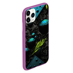 Чехол iPhone 11 Pro матовый Зеленые абстрактные листья, цвет: 3D-фиолетовый — фото 2
