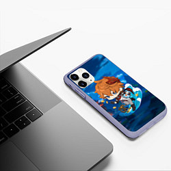 Чехол iPhone 11 Pro матовый Тарталья Геншин Импакт, цвет: 3D-светло-сиреневый — фото 2