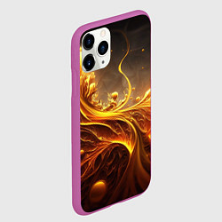 Чехол iPhone 11 Pro матовый Желтые абстрактные узоры, цвет: 3D-фиолетовый — фото 2