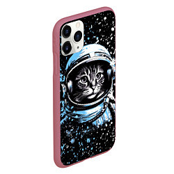 Чехол iPhone 11 Pro матовый Кошак в скафандре, цвет: 3D-малиновый — фото 2