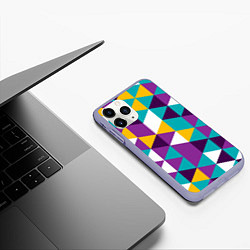 Чехол iPhone 11 Pro матовый Разноцветный ромбический паттерн, цвет: 3D-светло-сиреневый — фото 2