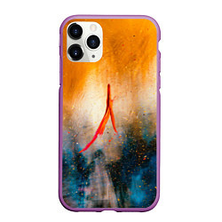 Чехол iPhone 11 Pro матовый Оранжево-синий туман и краски, цвет: 3D-фиолетовый
