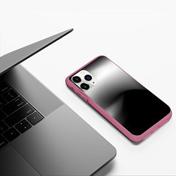 Чехол iPhone 11 Pro матовый Градиент черный, цвет: 3D-малиновый — фото 2