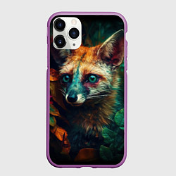 Чехол iPhone 11 Pro матовый Лисица в лесу, цвет: 3D-фиолетовый