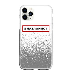 Чехол iPhone 11 Pro матовый Биатлонист в рамке красного цвета