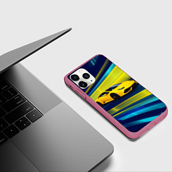 Чехол iPhone 11 Pro матовый Желтый итальянский суперкар, цвет: 3D-малиновый — фото 2