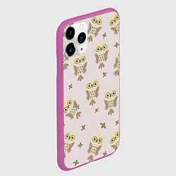 Чехол iPhone 11 Pro матовый Сова и знак плюс, цвет: 3D-фиолетовый — фото 2