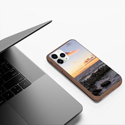 Чехол iPhone 11 Pro матовый Закат солнца на Финском заливе, цвет: 3D-коричневый — фото 2