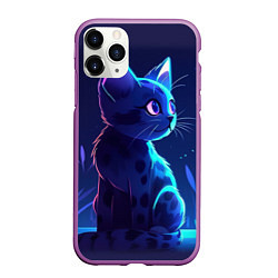 Чехол iPhone 11 Pro матовый Рисованный котенок, цвет: 3D-фиолетовый