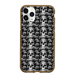 Чехол iPhone 11 Pro матовый Черепа монохромные, цвет: 3D-коричневый