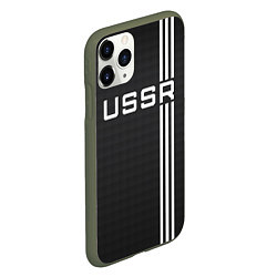 Чехол iPhone 11 Pro матовый USSR carbon, цвет: 3D-темно-зеленый — фото 2