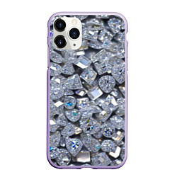 Чехол iPhone 11 Pro матовый Россыпь бриллиантов, цвет: 3D-светло-сиреневый
