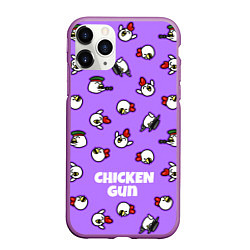 Чехол iPhone 11 Pro матовый Chicken Gun - паттерн, цвет: 3D-фиолетовый