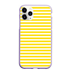 Чехол iPhone 11 Pro матовый Светло-желтые полосы, цвет: 3D-светло-сиреневый
