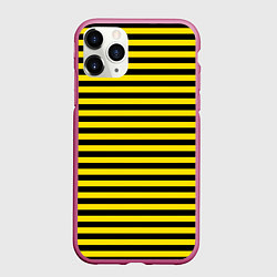 Чехол iPhone 11 Pro матовый Черно-желтые осиные полосы, цвет: 3D-малиновый