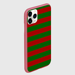 Чехол iPhone 11 Pro матовый Красно-зеленые полоски, цвет: 3D-малиновый — фото 2
