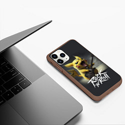Чехол iPhone 11 Pro матовый Пикачу с электрогитарой, цвет: 3D-коричневый — фото 2