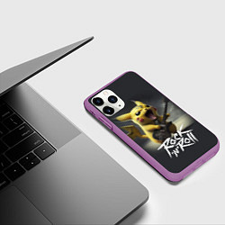 Чехол iPhone 11 Pro матовый Пикачу с электрогитарой, цвет: 3D-фиолетовый — фото 2