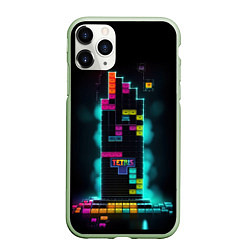 Чехол iPhone 11 Pro матовый Неоновый тетрис