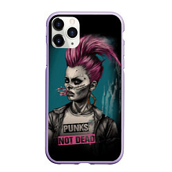Чехол iPhone 11 Pro матовый Punks no dead girl, цвет: 3D-светло-сиреневый