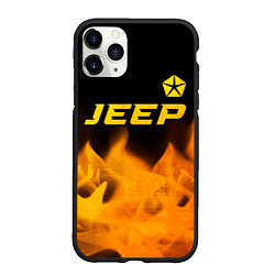 Чехол iPhone 11 Pro матовый Jeep - gold gradient: символ сверху, цвет: 3D-черный