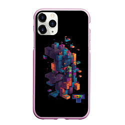 Чехол iPhone 11 Pro матовый Tetris abstract, цвет: 3D-розовый