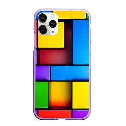 Чехол iPhone 11 Pro матовый Красочные объемные блоки, цвет: 3D-светло-сиреневый