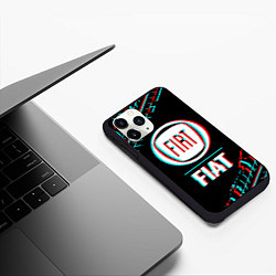 Чехол iPhone 11 Pro матовый Значок Fiat в стиле glitch на темном фоне, цвет: 3D-черный — фото 2