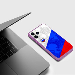 Чехол iPhone 11 Pro матовый Сердечко - Россия, цвет: 3D-фиолетовый — фото 2