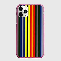 Чехол iPhone 11 Pro матовый Полосы школа чародейства и волшебства, цвет: 3D-малиновый