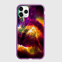 Чехол iPhone 11 Pro матовый Небула в космосе разноцветная - нейронная сеть, цвет: 3D-фиолетовый