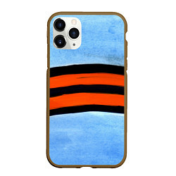 Чехол iPhone 11 Pro матовый Георгиевская лента на голубом фоне, цвет: 3D-коричневый