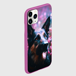 Чехол iPhone 11 Pro матовый Овчарка в розовых цветах, цвет: 3D-фиолетовый — фото 2