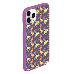 Чехол iPhone 11 Pro матовый Динозавры паттерн, цвет: 3D-фиолетовый — фото 2