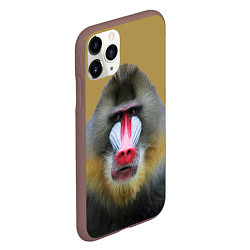 Чехол iPhone 11 Pro матовый Мандрил обезьяна, цвет: 3D-коричневый — фото 2
