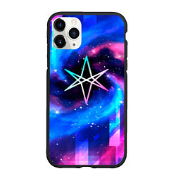 Чехол iPhone 11 Pro матовый Bring Me the Horizon неоновый космос, цвет: 3D-черный