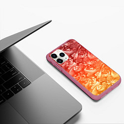 Чехол iPhone 11 Pro матовый Огненная татуировка с элементами дракона, цвет: 3D-малиновый — фото 2