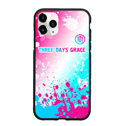 Чехол iPhone 11 Pro матовый Three Days Grace neon gradient style: символ сверх, цвет: 3D-черный